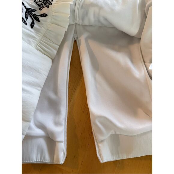 Coldwater Creek White Embroidered Ruffle Blouse Sz 14 NWT Back Zipper - Picture 13 of 14